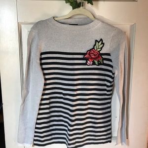 ANN TAYLOR Striped Rose Sweater, Cotton